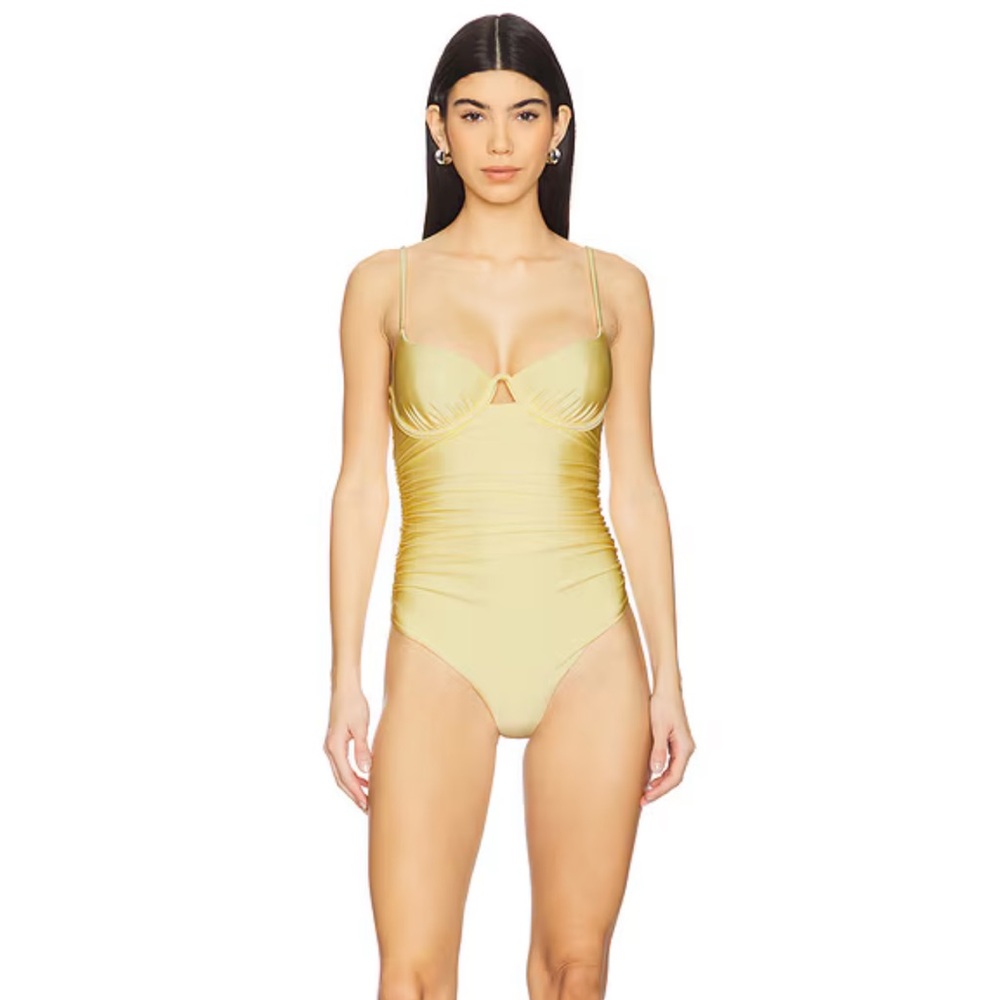 Laine Ruched Cup Underwire Swimsuit in Buttercream
SIMKHAI